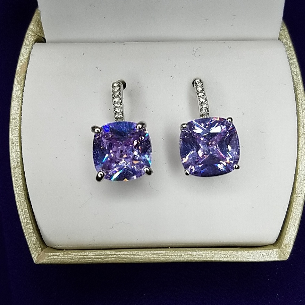 "Amethyst" and CZ Earrings